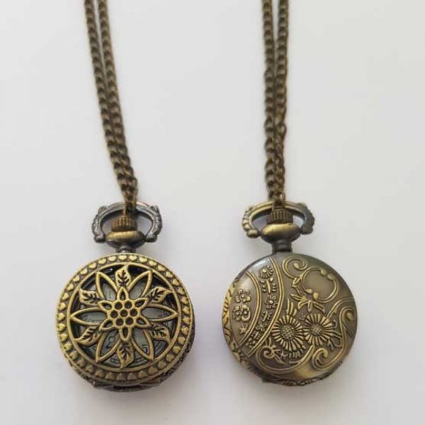 Rel&oacute;gio Fleur 01 Bronze Antigo Gousset com corrente