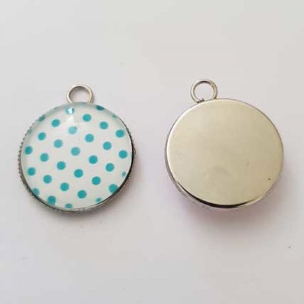 Pendentif Cabochon 20 mm en Verre Fantaisie N&deg;02-02