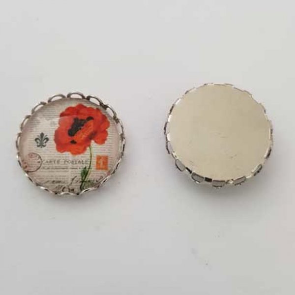 Pendentif Cabochon 20 mm Fantaisie N&deg;02-05 Fleur