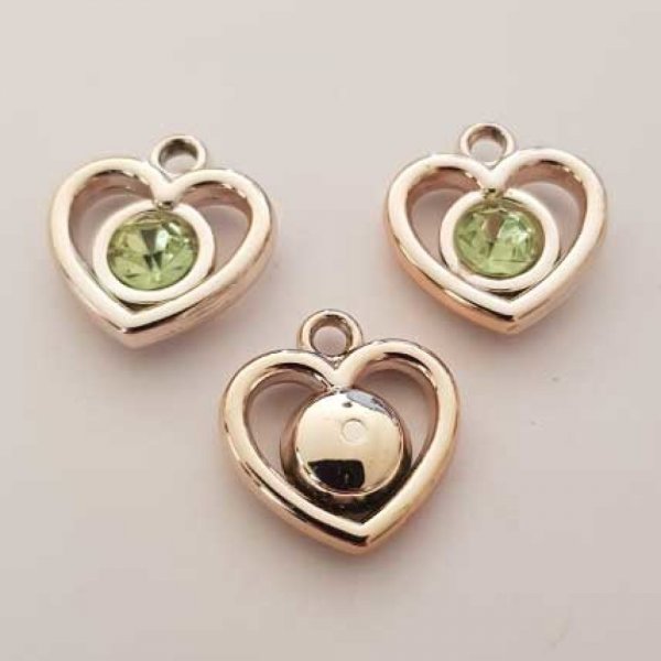 Pendentif en plastique et strass acrylique c&oelig;ur N&deg;01 Vert