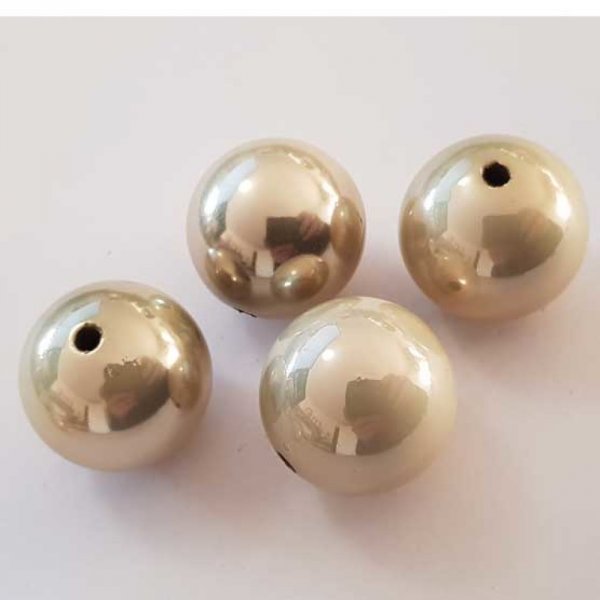 Perle Acrylique Ronde 24 mm Beige Brillante 02 x 1 Pi&egrave;ce