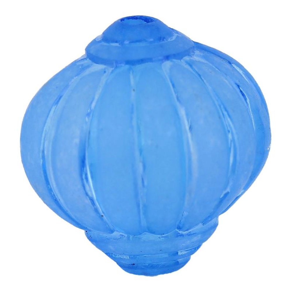 Pérola Lucite em forma de lampião estriada azul real