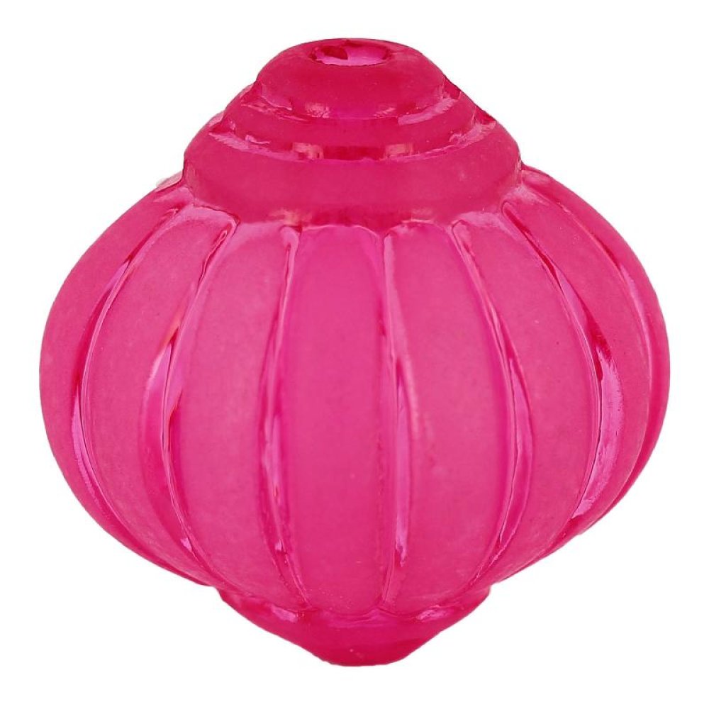 Pérola Lucite em forma de Lampião Estriado Fushia