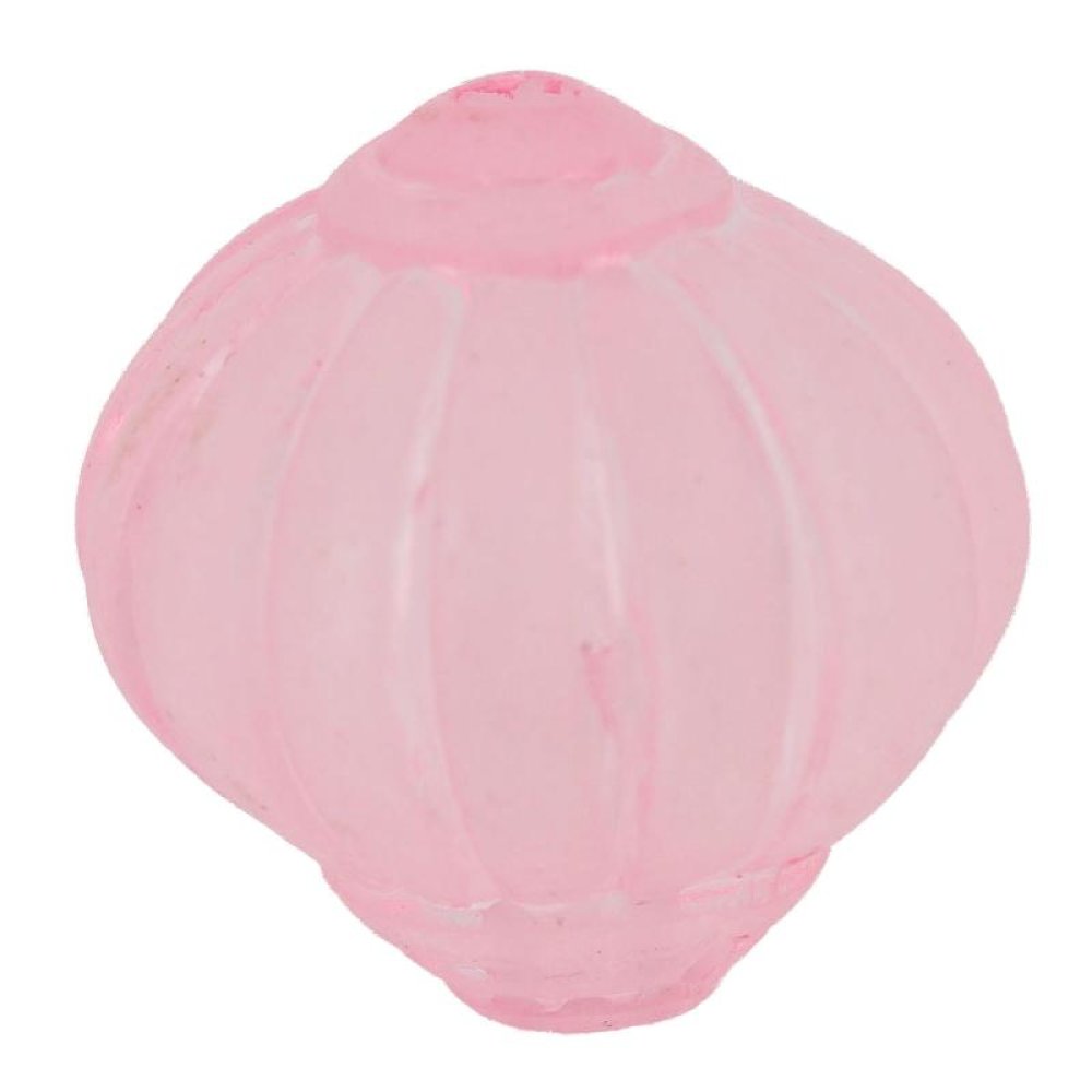 Pérola Lucite em forma de lampião estriada rosa brilhante