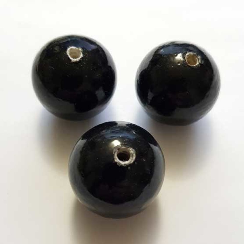 Conta redonda Papier Maché GT 30mm Preto