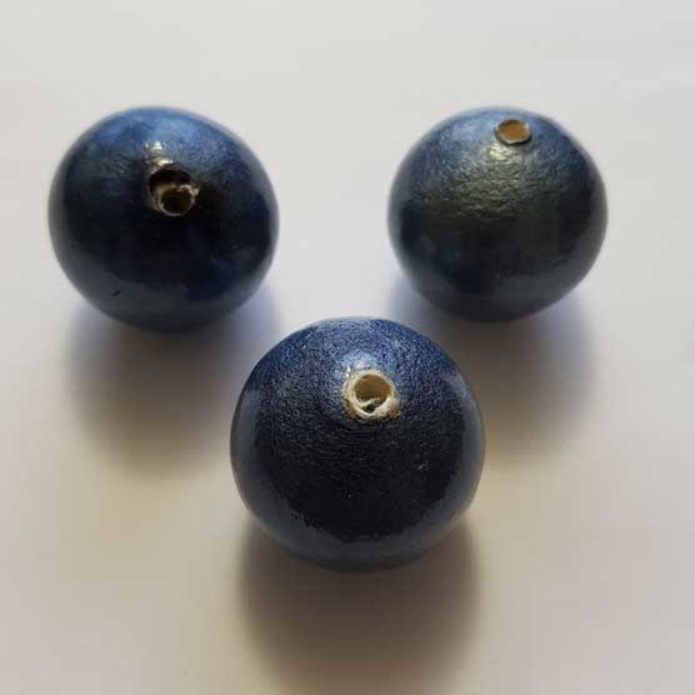 Conta redonda Papier Maché GT 30mm azul escuro