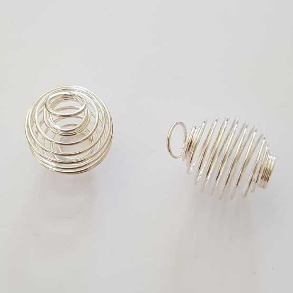 Gaiola de mola em espiral para pérolas 23 mm Prata N°03