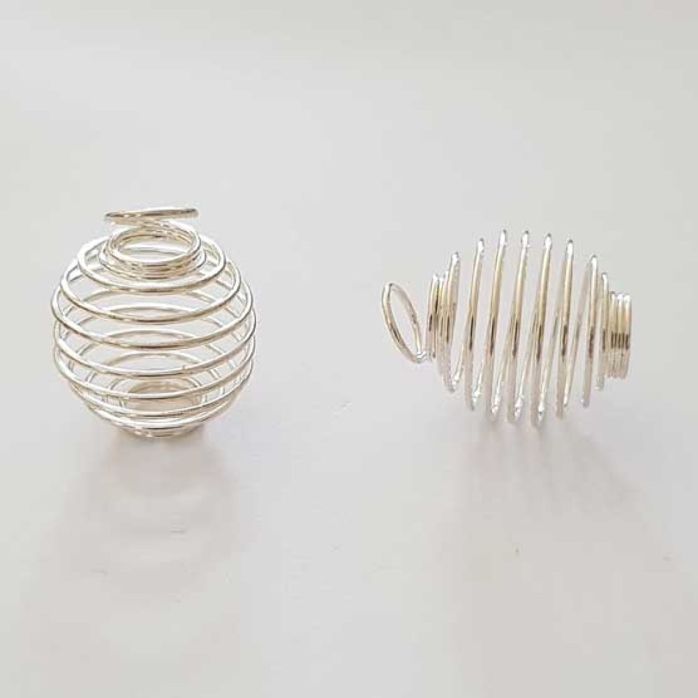 Gaiola de mola em espiral para pérolas 23 mm Prata N°03
