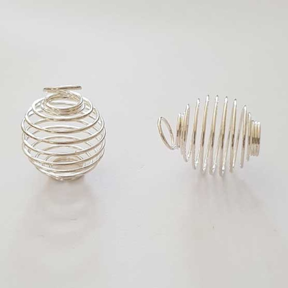 Gaiola de mola em espiral para pérolas 23 mm Prata N°03