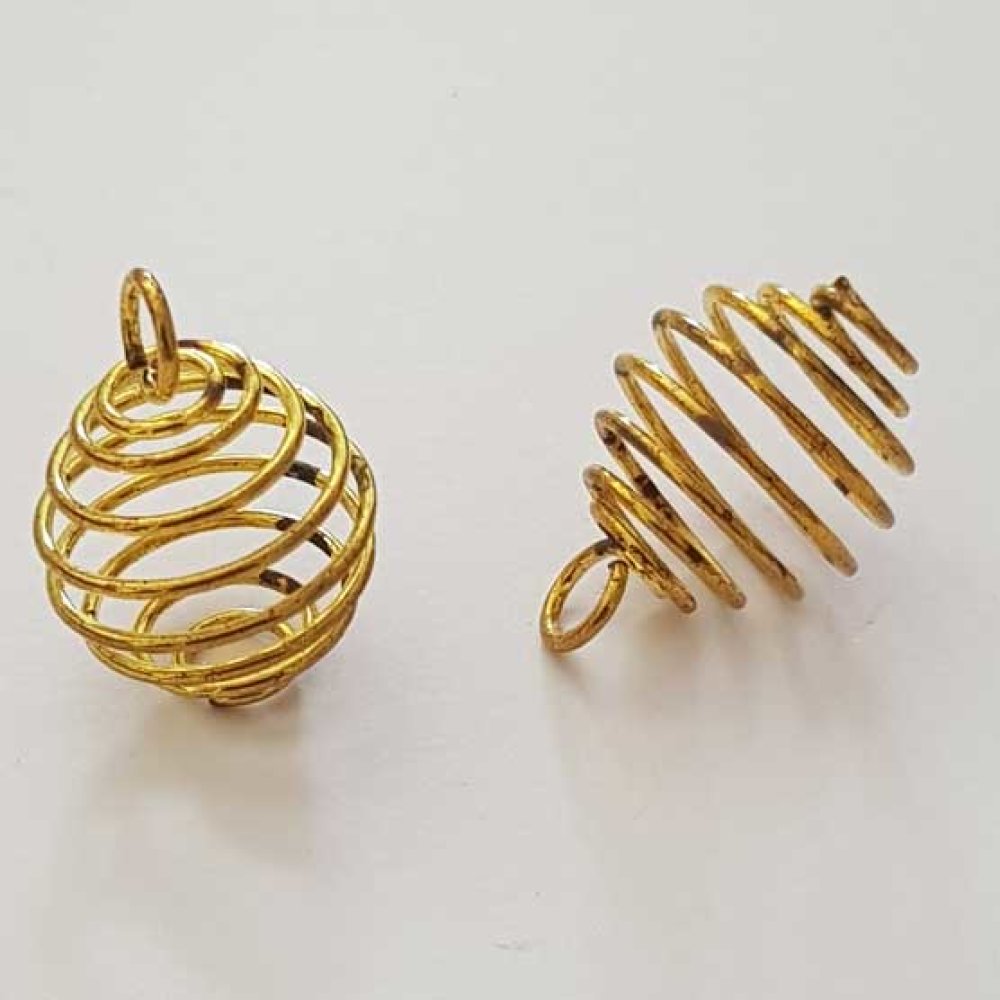 Gaiola de contas com mola em espiral 19 mm ouro N°06