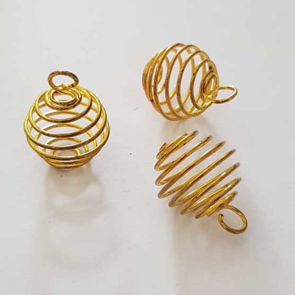 Gaiola de mola em espiral para p&eacute;rolas 19 mm Ouro N&deg;08