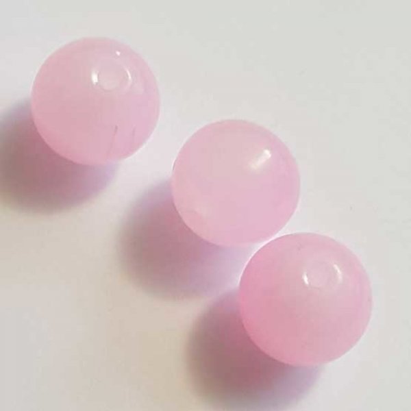 Perle Verre Ronde 14 mm Rose 01 x 1 Pi&egrave;ce