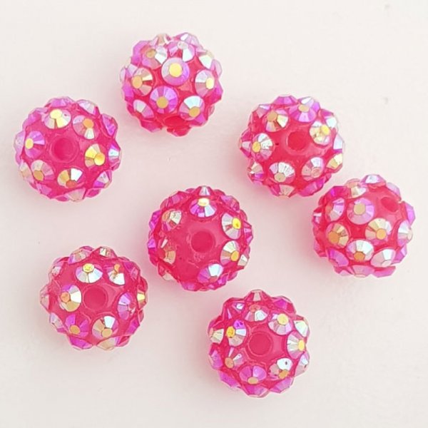 Conta acr&iacute;lica e strass de 10 mm estilo shamballa N&deg;02