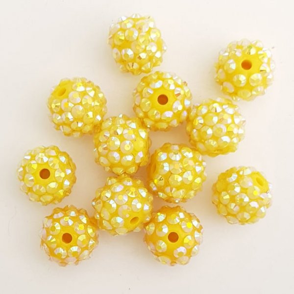 Conta de acr&iacute;lico e strass 14 mm estilo shamballa N&deg;01