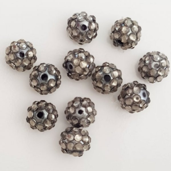 Conta de acr&iacute;lico e strass 10 mm estilo shamballa N&deg;05