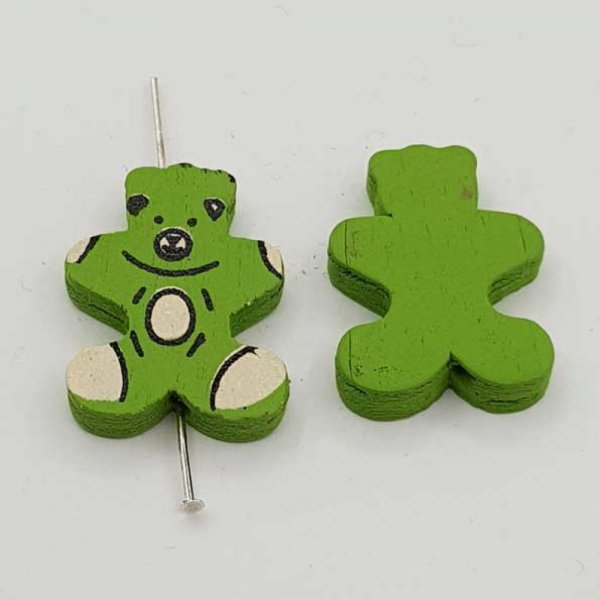 Conta de madeira, forma de urso verde N&deg;01-04.