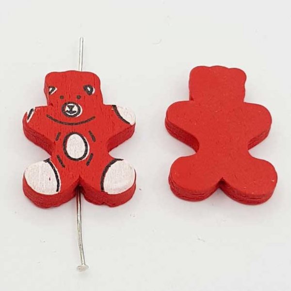 Conta de madeira, forma de urso vermelho N&deg;01-02