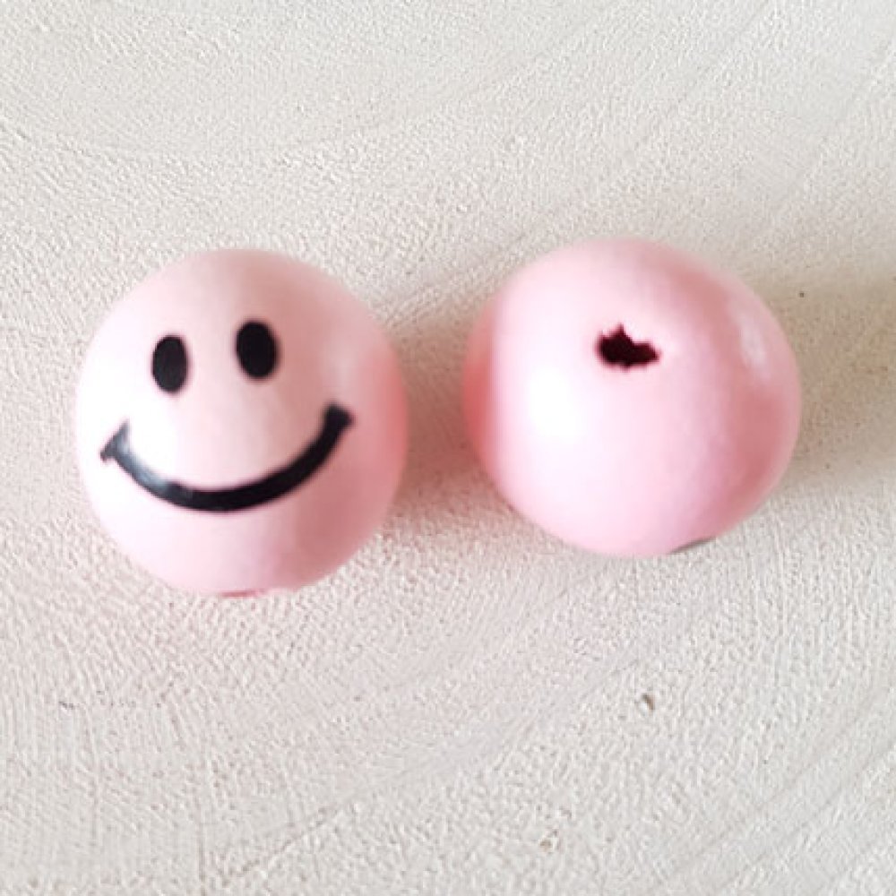 Cabeça de contas de madeira personagem N°06 Rosa
