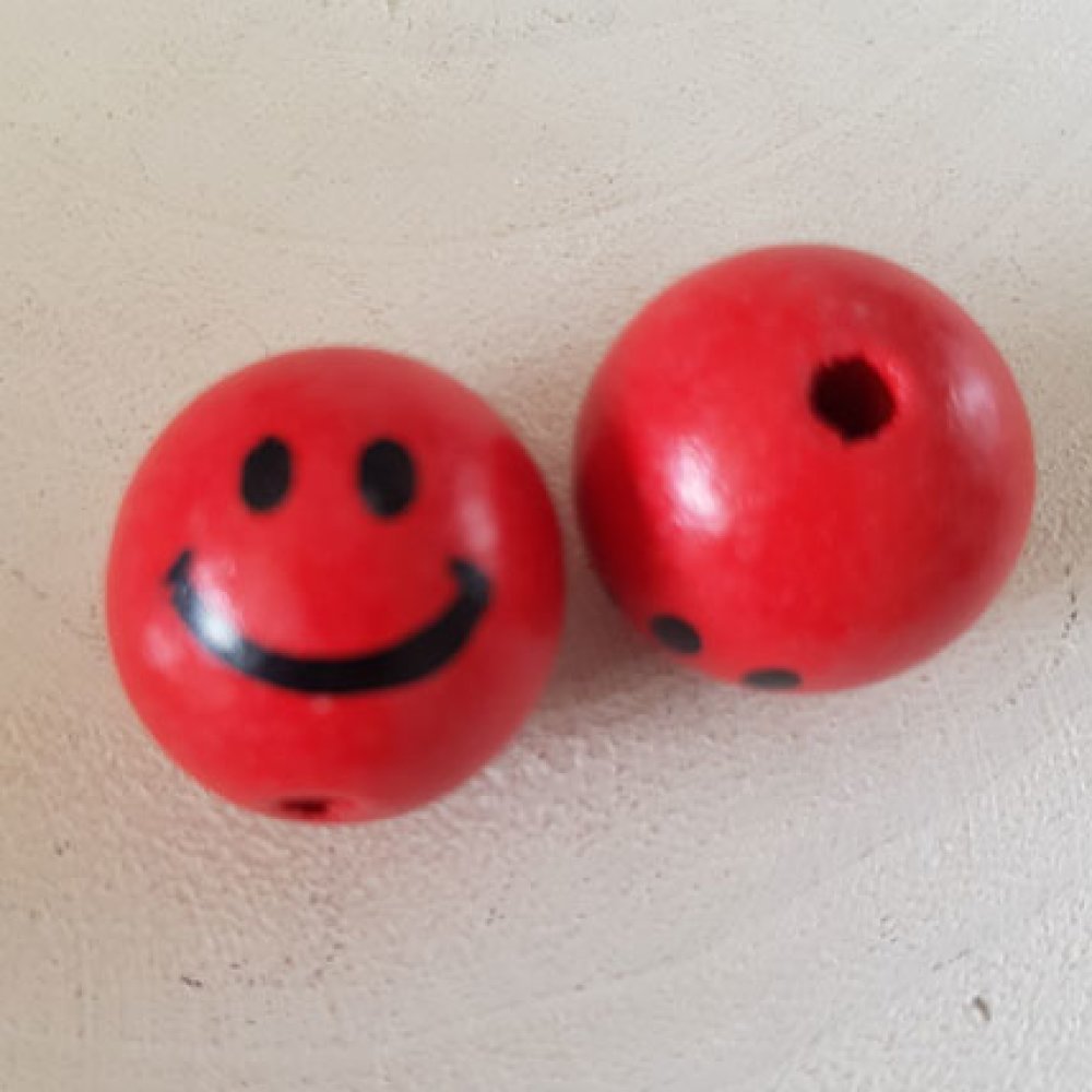Cabeça de pérola de madeira com carácter N°03 Vermelho