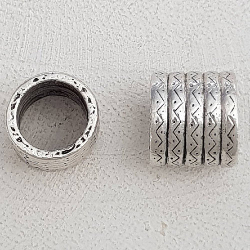 Conta tubular prateada N°08