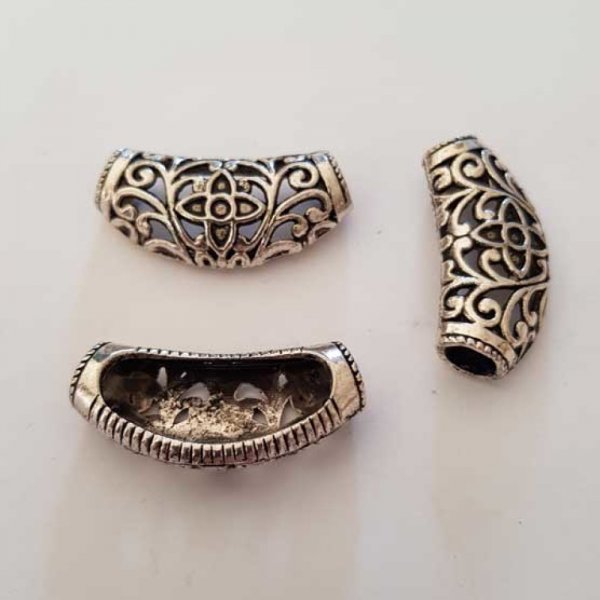 Perle passant tube Argent N&deg;19