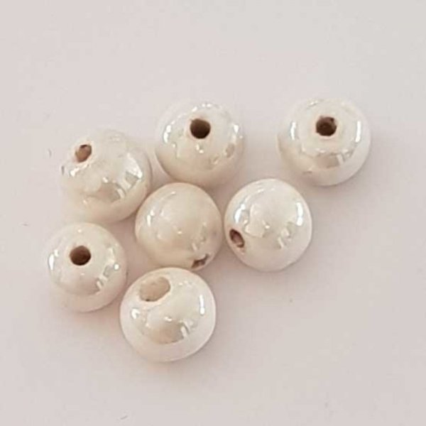 Perle ronde c&eacute;ramique blanc 11 mm N&deg;07