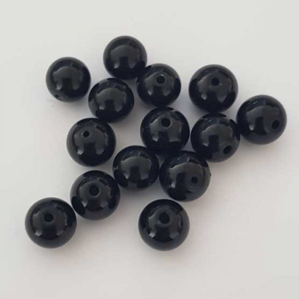 Perle ronde c&eacute;ramique noir 10 mm N&deg;003