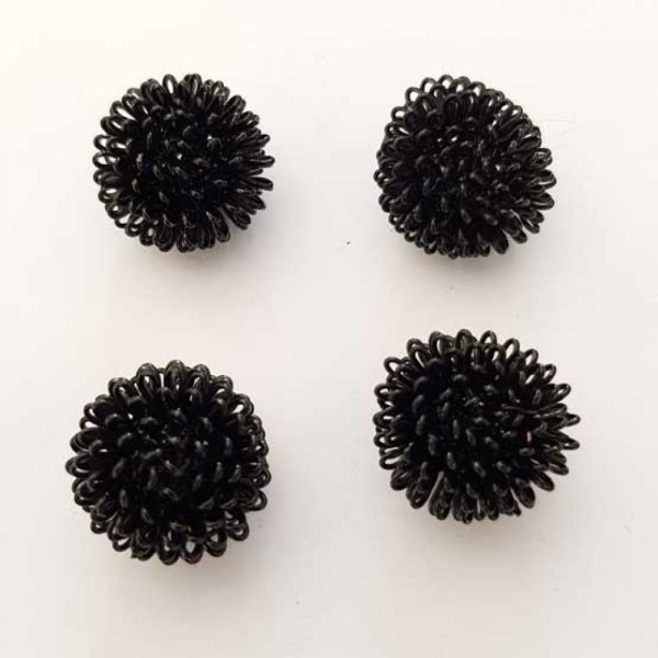 Perle ronde fil de fer m&eacute;tal fantaisie 16 mm Noir