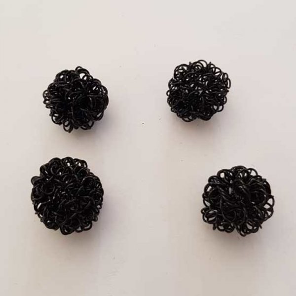 Perle ronde fil de fer m&eacute;tal fantaisie 24 mm Noir