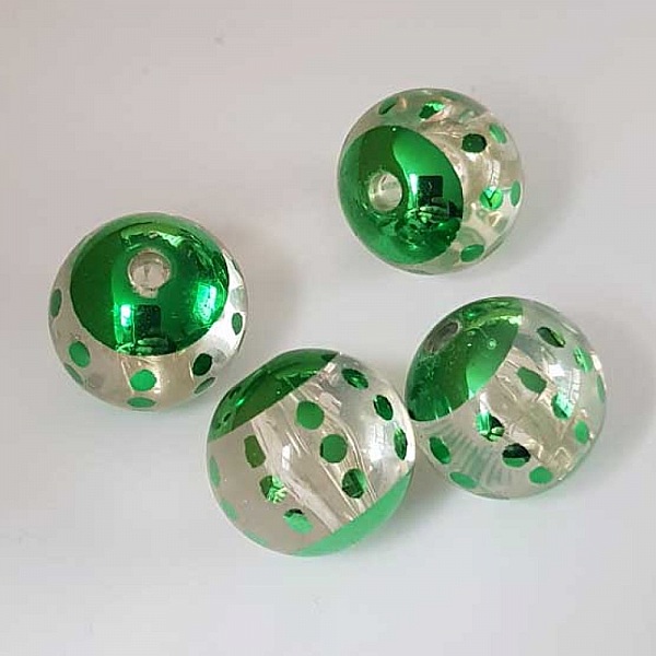 Perle ronde plastique fantaisie vert 18 mm N&deg;02