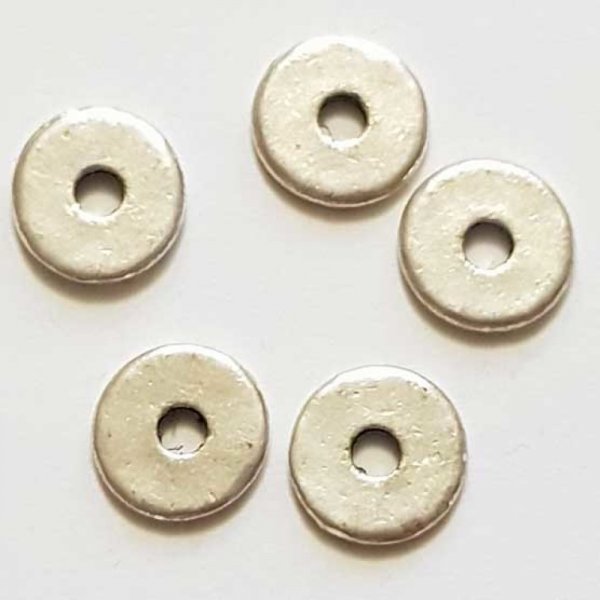 Perle rondelle plate anneau intercalaire en m&eacute;tal argent&eacute; 037 Argent