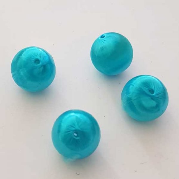 Perle tiss&eacute; en fil 15 mm Turquoise