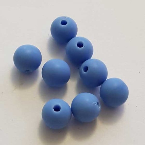 Perles acryliques Rondes 08 mm Bleu 01 x 10 Pi&egrave;ces