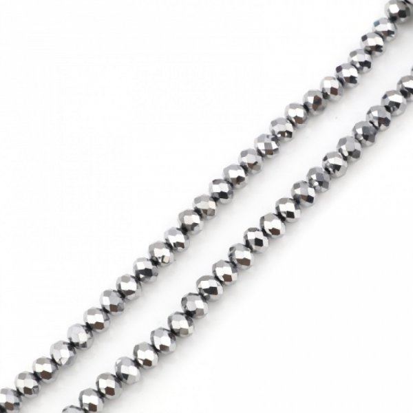 Perles en Verre 3 mm &agrave; Facettes Couleur Argent