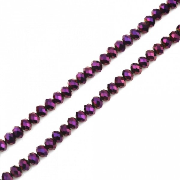 Perles en Verre 3 mm &agrave; Facettes Couleur Violet