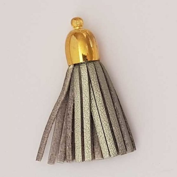 Pompon cuir uni 38 mm N&deg;22 Gris