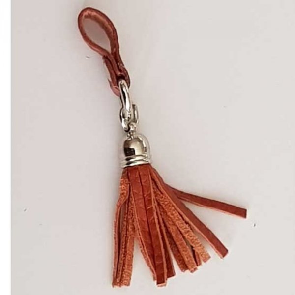 Pompon cuir uni 45 mm N&deg;02 Marron