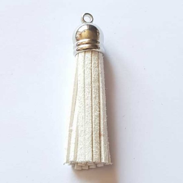 Pompon su&eacute;dine uni 60 mm N&deg;41 Blanc