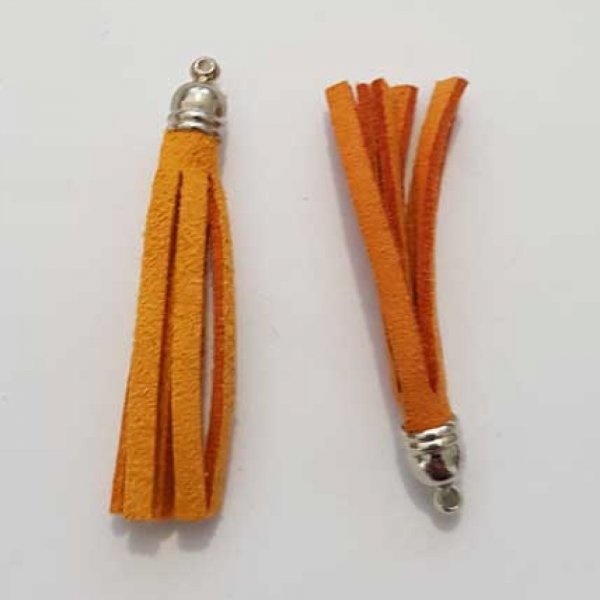 Pompon su&eacute;dine uni 45 mm N&deg;07 Orange