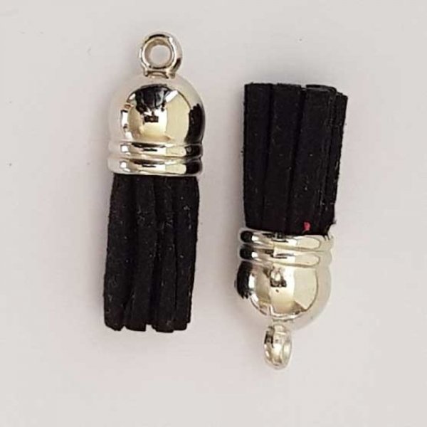 Pompon su&eacute;dine uni 25 mm N&deg;06 Noir