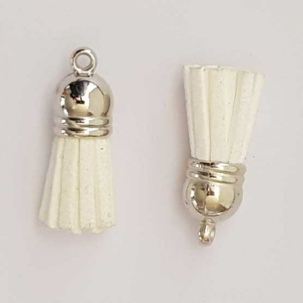 Pompon su&eacute;dine uni 25 mm N&deg;07 Blanc