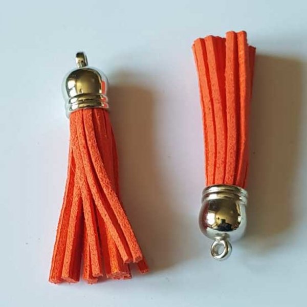 Pompon su&eacute;dine uni 60 mm N&deg;30 Orange