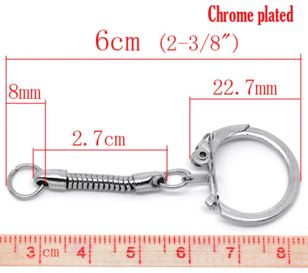 Porta-chaves de metal prateado 6 cm