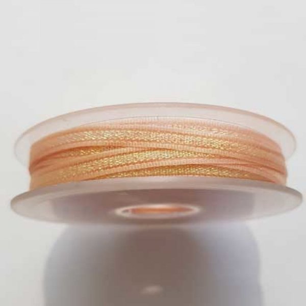 Ruban 06 mm Saumon Paillet&eacute; Or