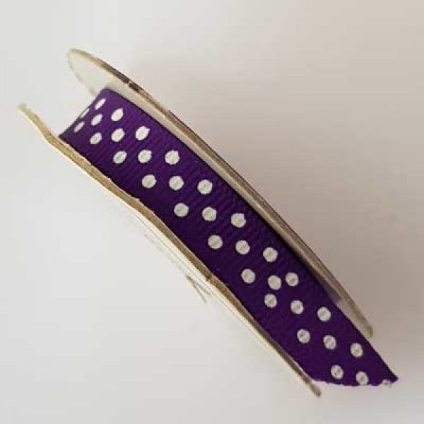 Ruban a pois gros grain bleu nuit et blanc de 9 mm au m&egrave;tre