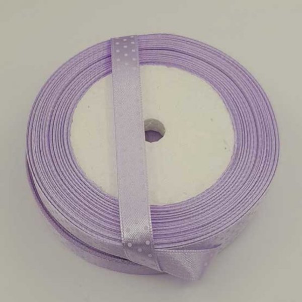 Ruban a pois mauve et blanc de 10 mm au m&egrave;tre