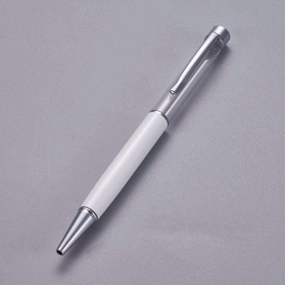 Caneta para decoração de missangas tubo vazio para personalizar branco prateado x 1 peça
