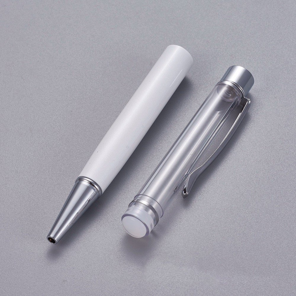 Caneta para decoração de missangas tubo vazio para personalizar branco prateado x 1 peça