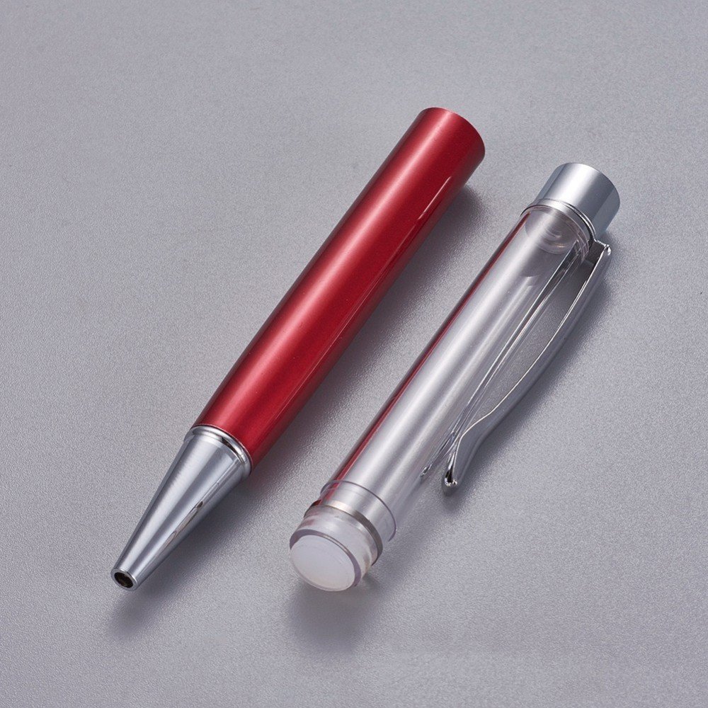 Caneta para decoração de missangas tubo vazio para personalizar prata vermelho x 1 peça