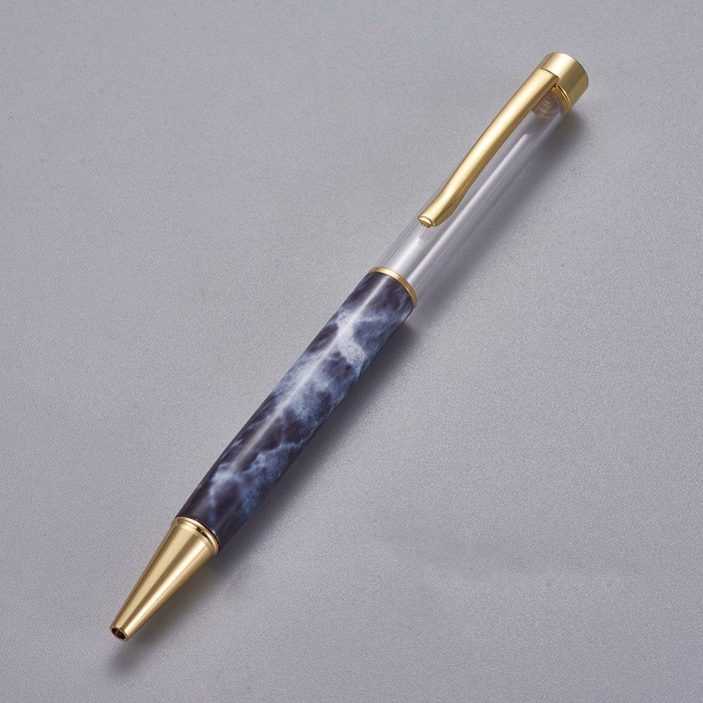 Caneta para decoração de missangas em tubo vazio Azul da Prússia dourado x 1 peça